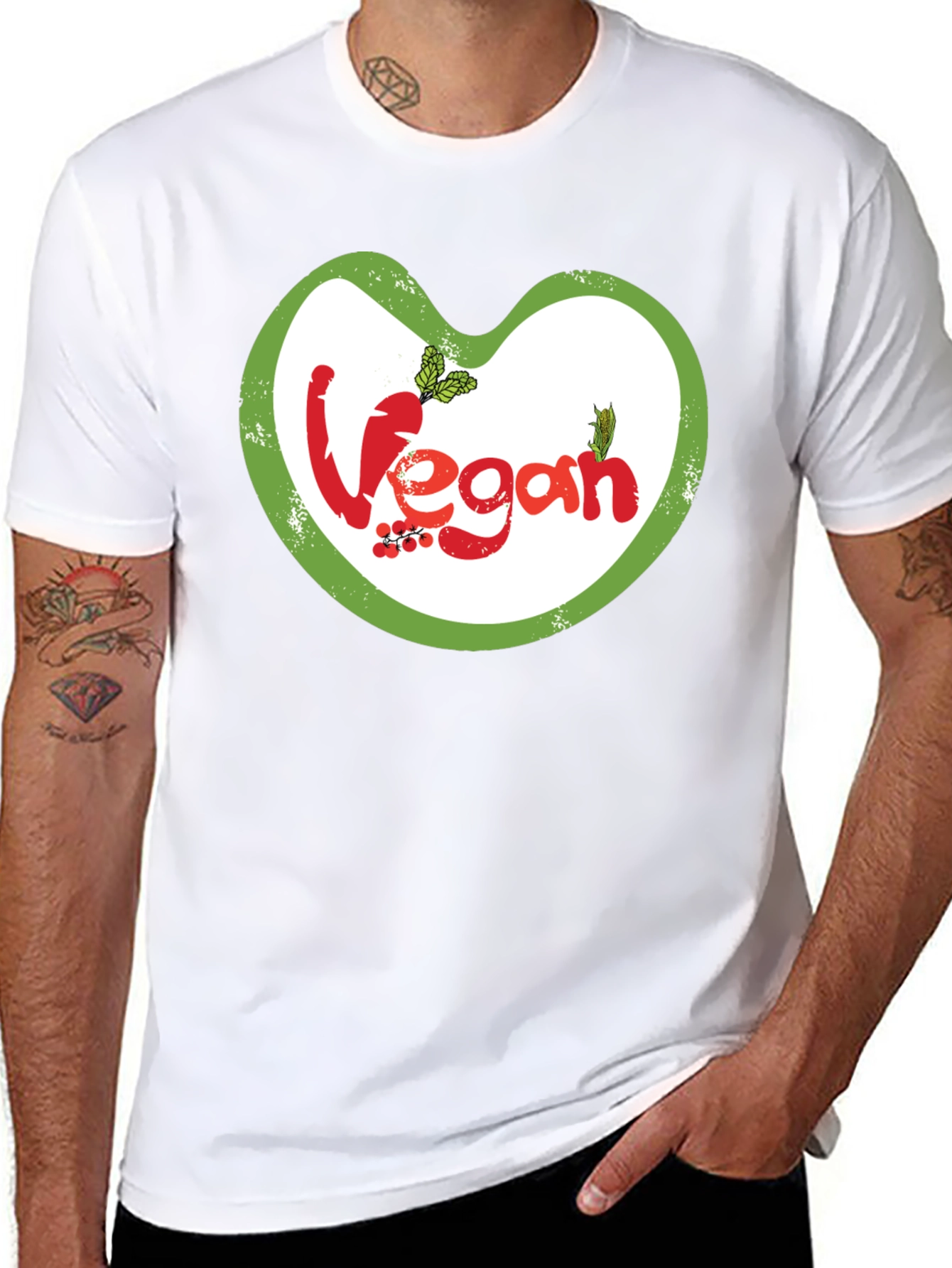 Vegan Graphic T-Shirt - Heart Design
