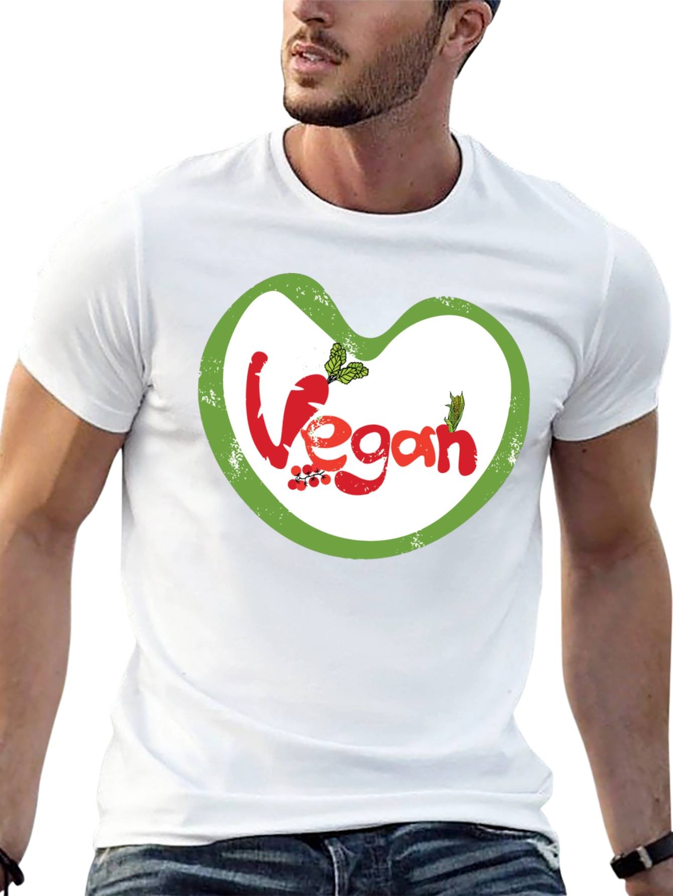Vegan Graphic T-Shirt - Heart Design