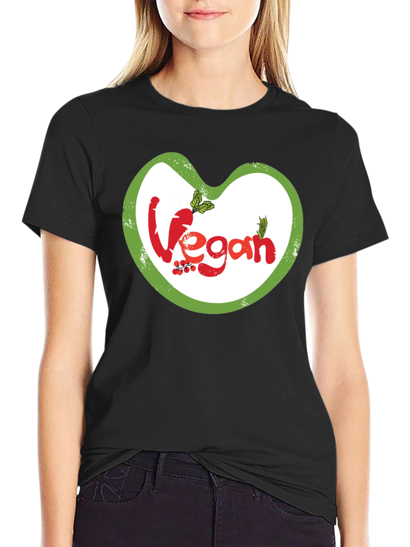 Vegan Graphic T-Shirt - Heart Design