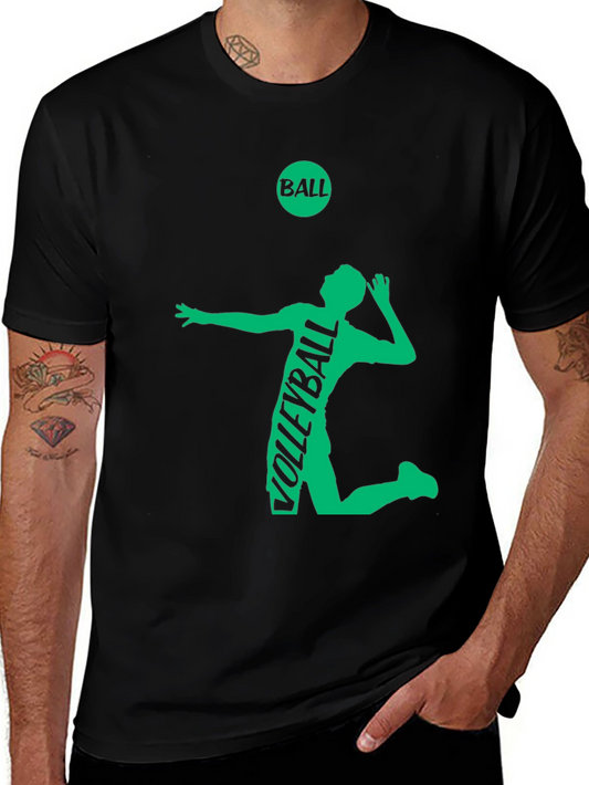 Volleyball Player Graphic Tee - Black Cotton