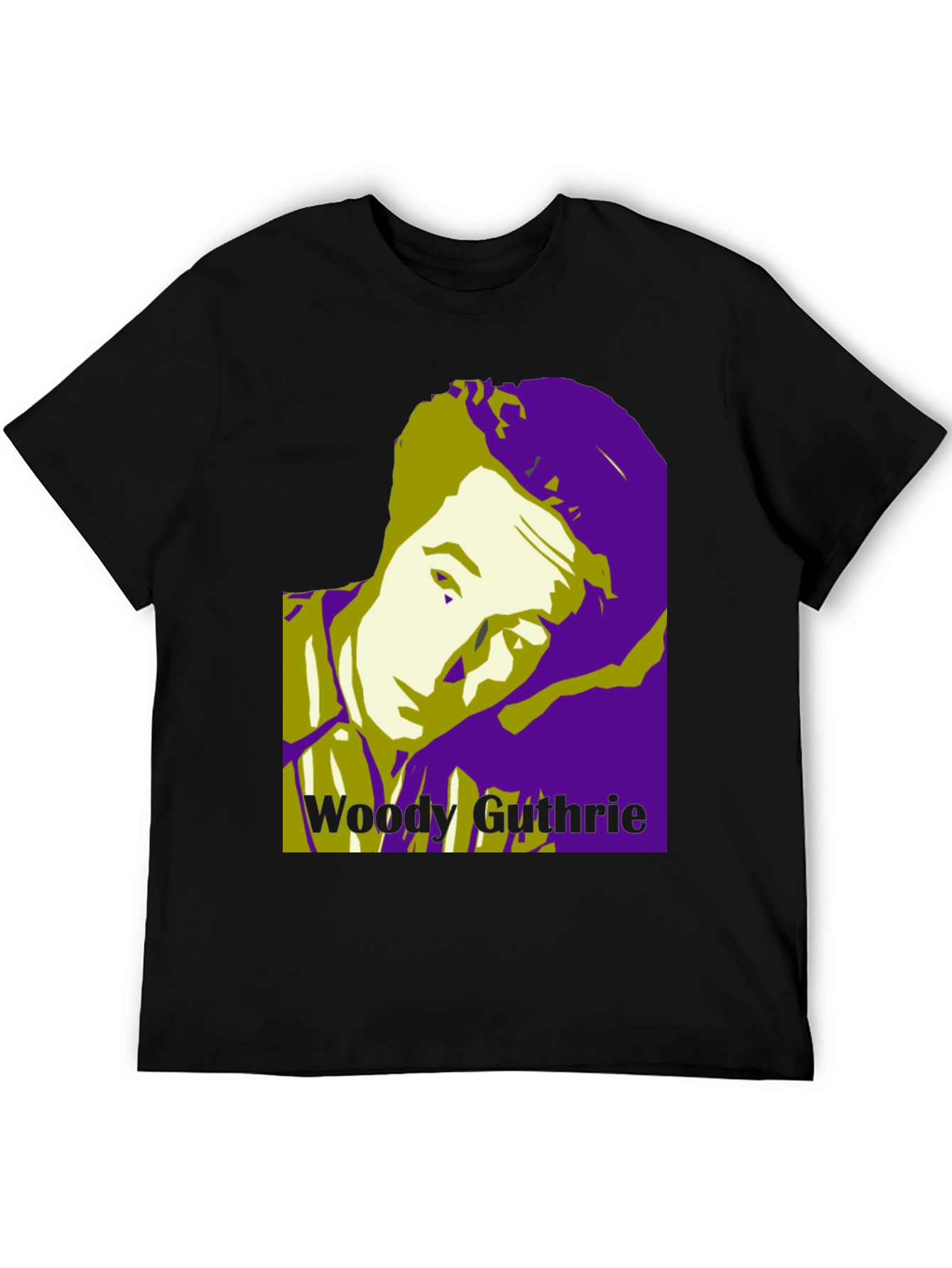 Woody Guthrie Portrait Graphic T-Shirt - Black