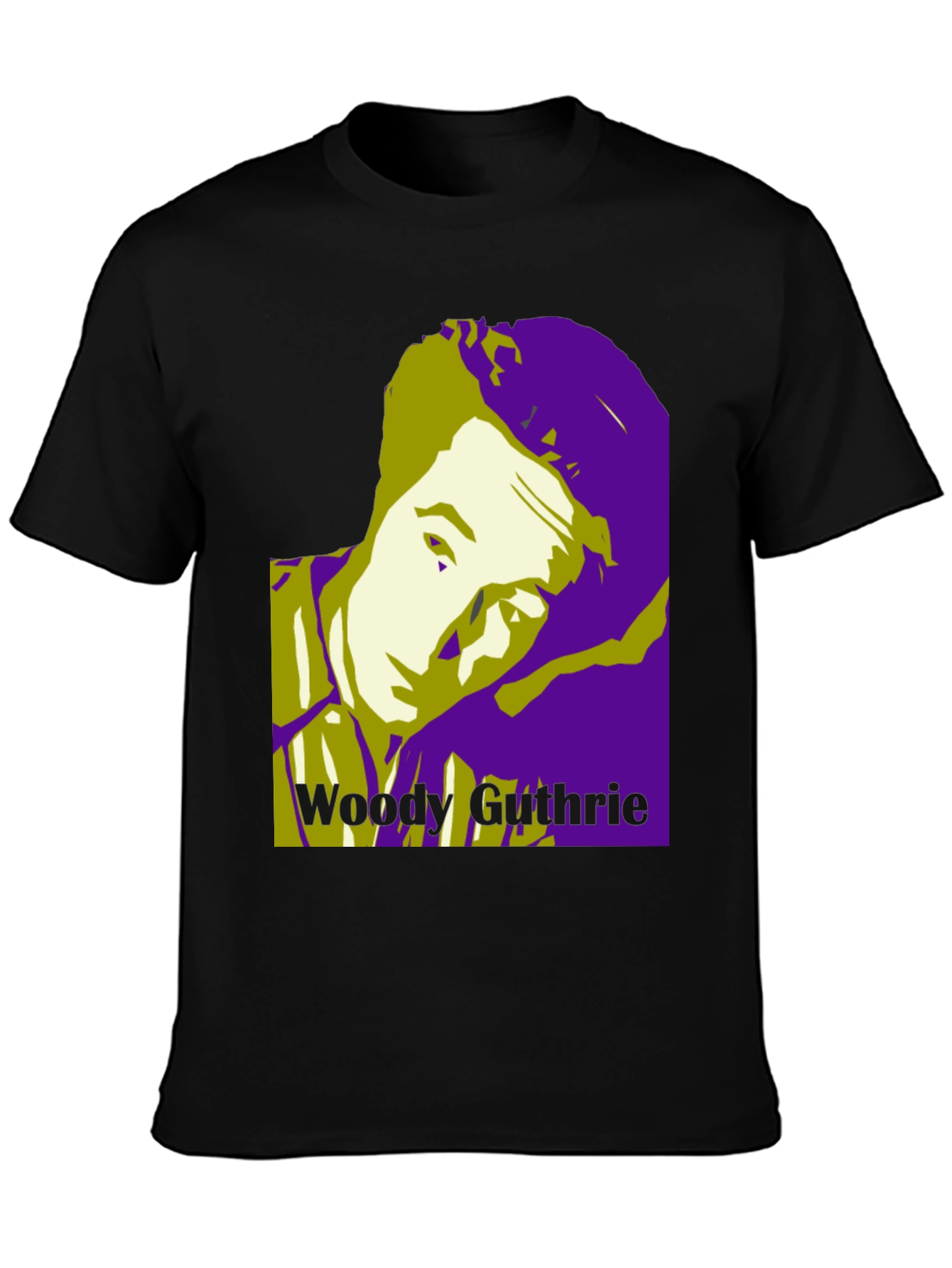 Woody Guthrie Portrait Graphic T-Shirt - Black