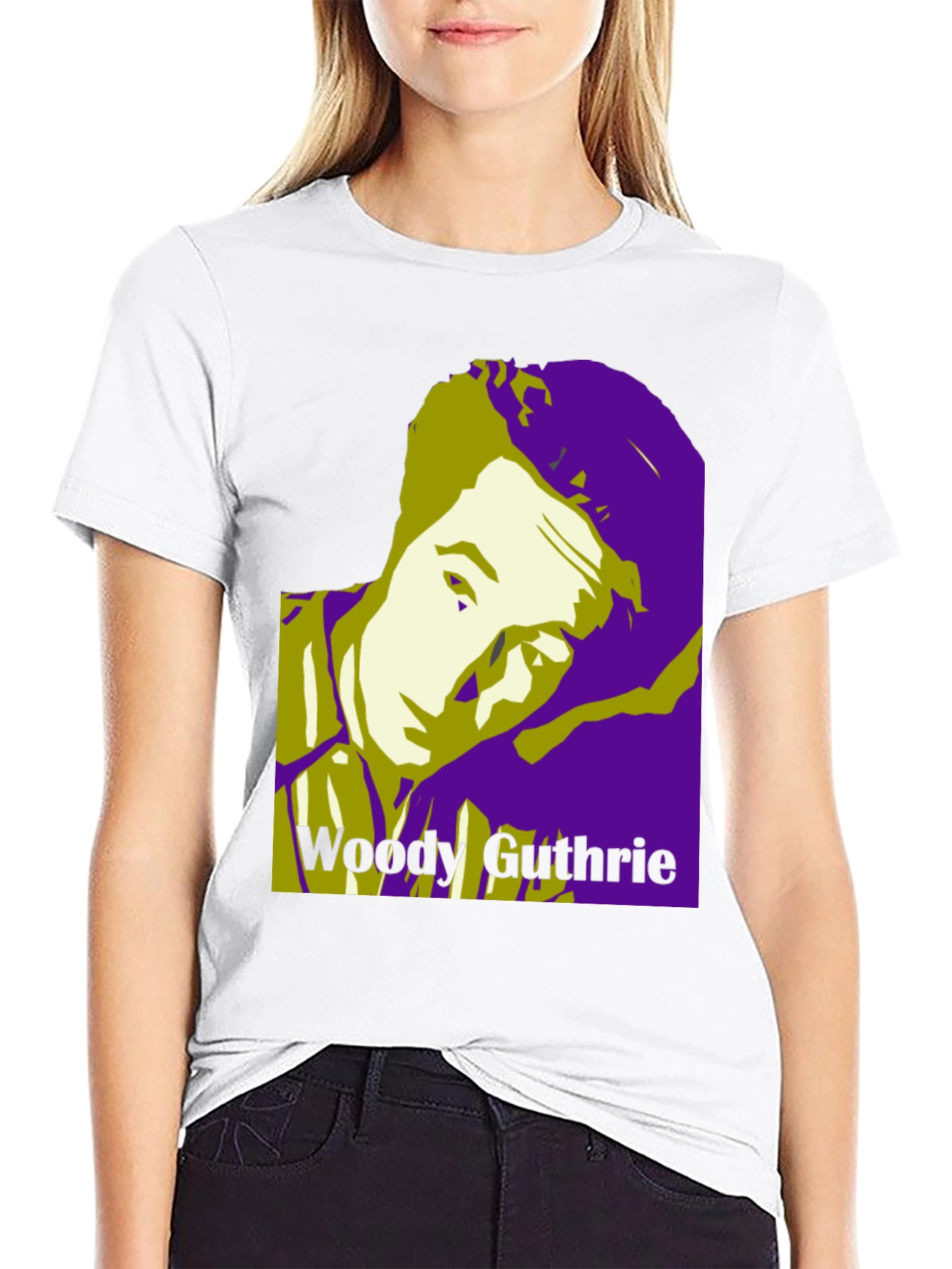 Woody Guthrie Portrait Graphic T-Shirt - Black