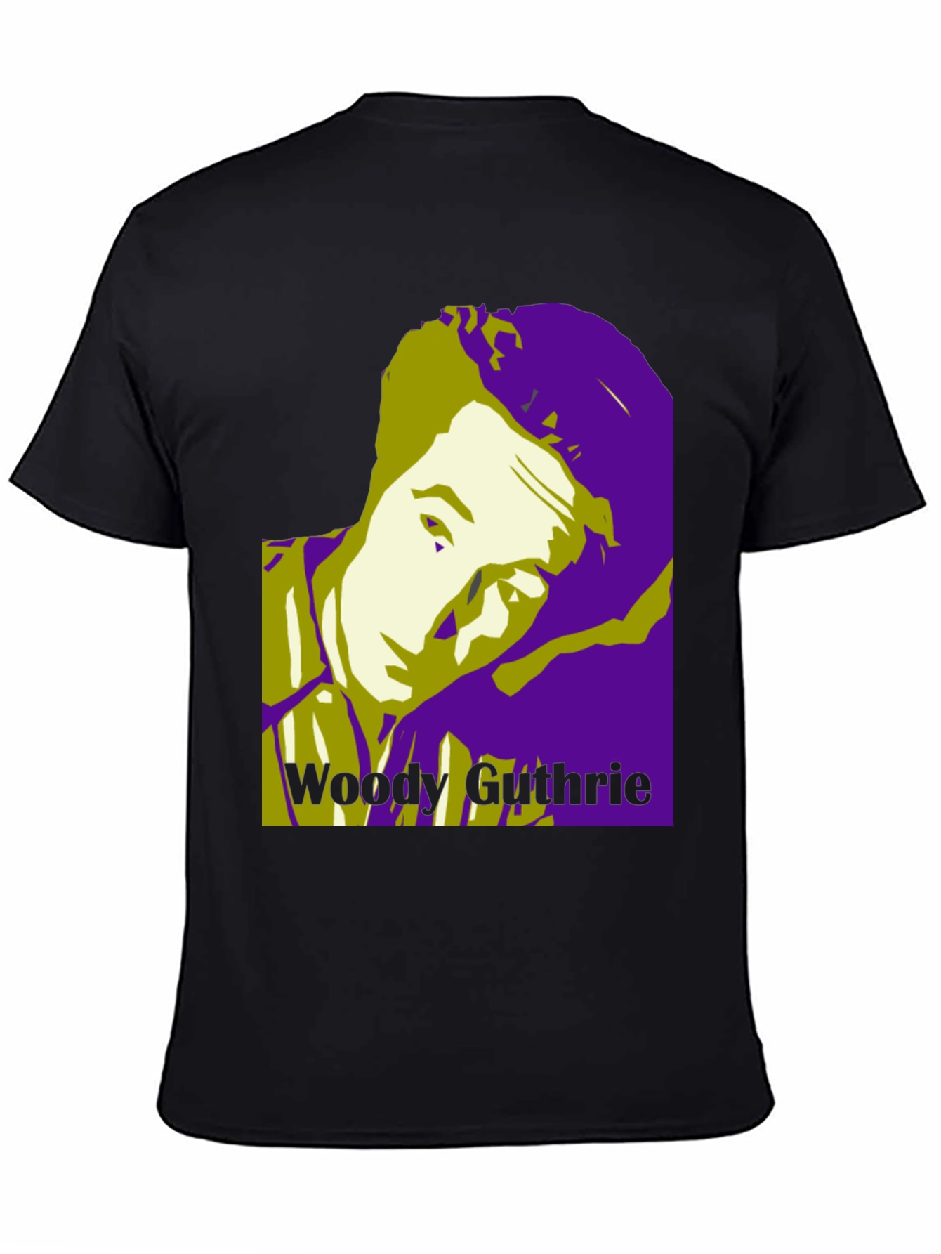Woody Guthrie Portrait Graphic T-Shirt - Black