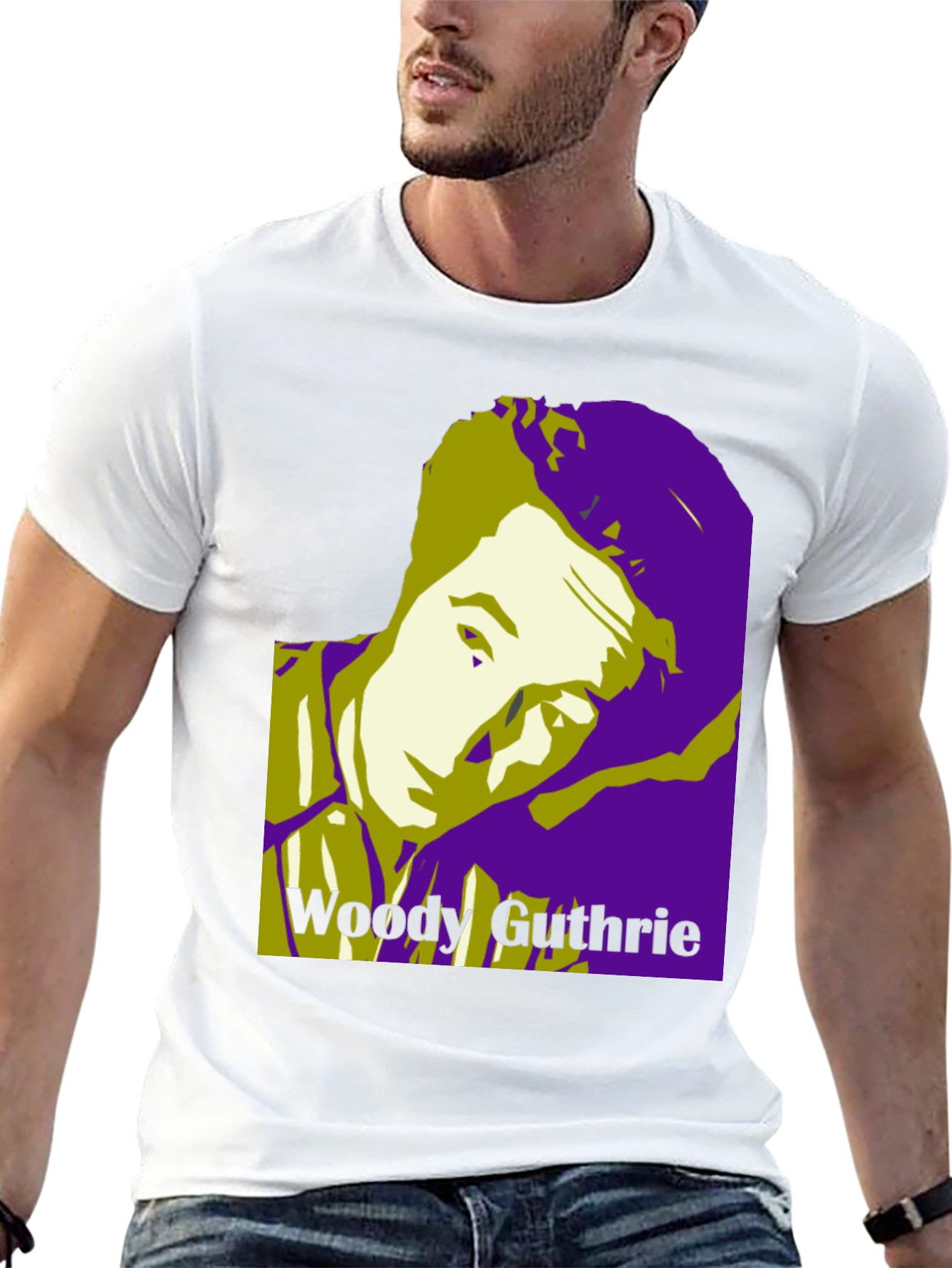 Woody Guthrie Portrait Graphic T-Shirt - Black