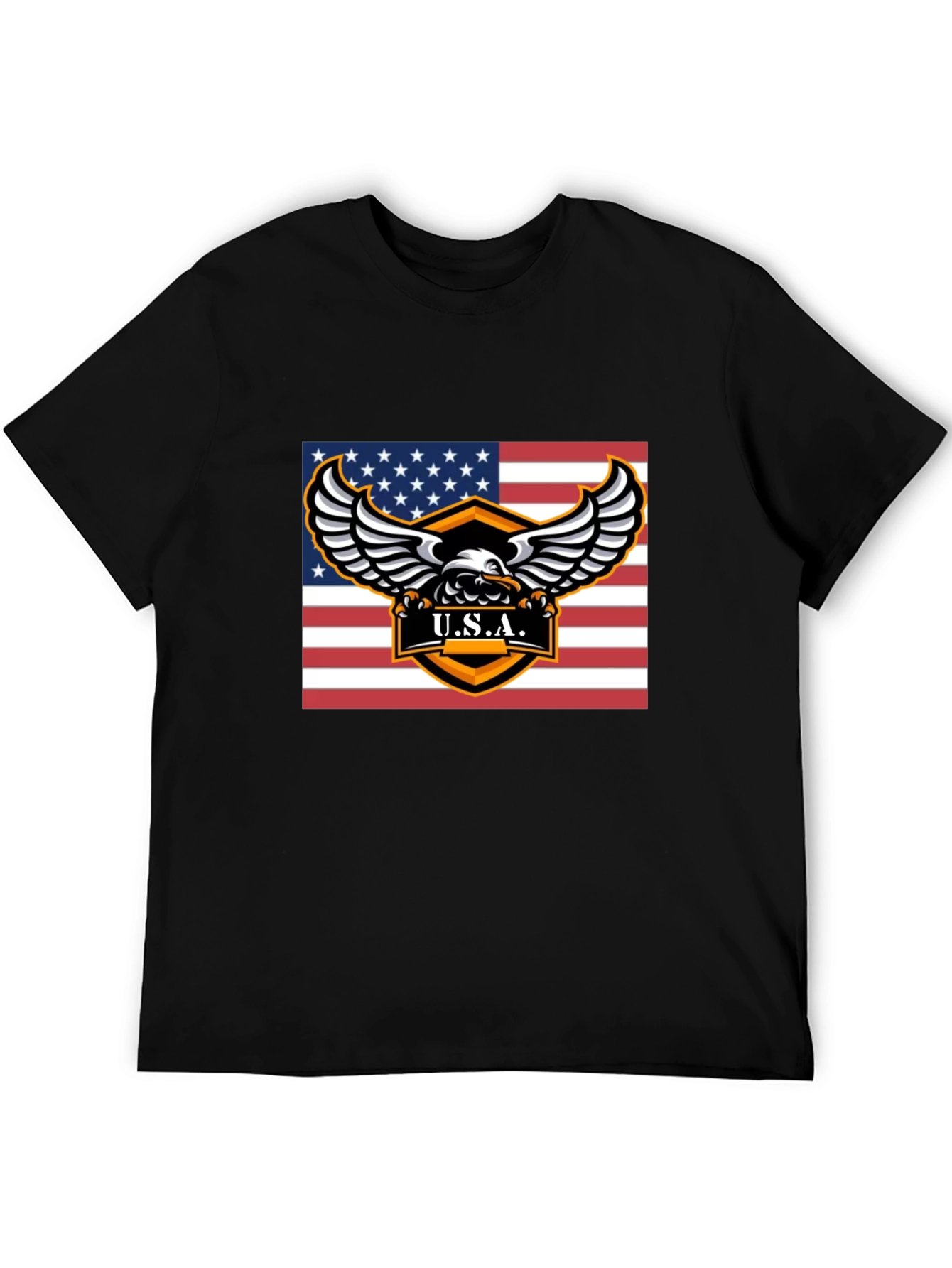 USA Eagle Graphic Print Black T-Shirt