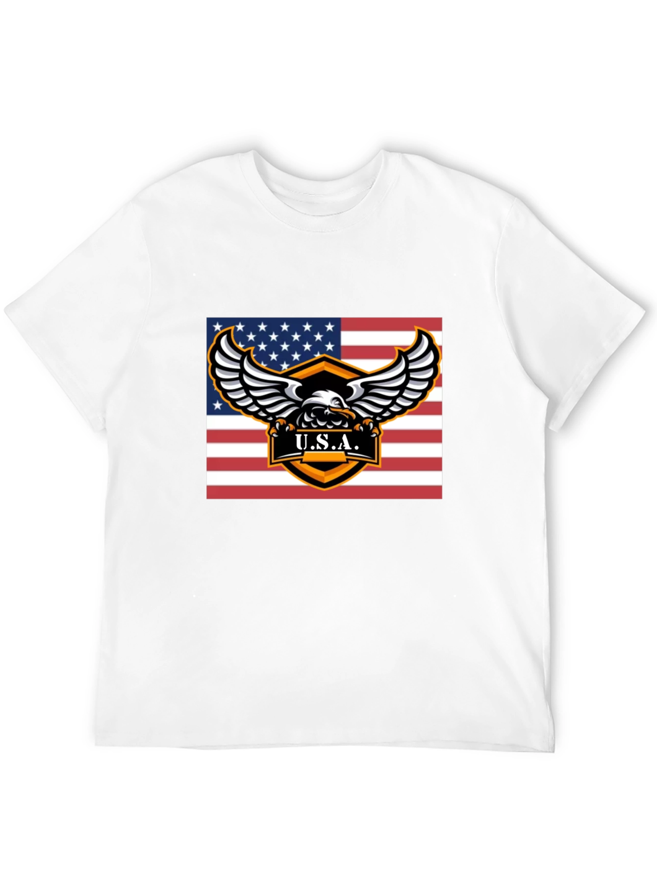 USA Eagle Graphic Print Black T-Shirt