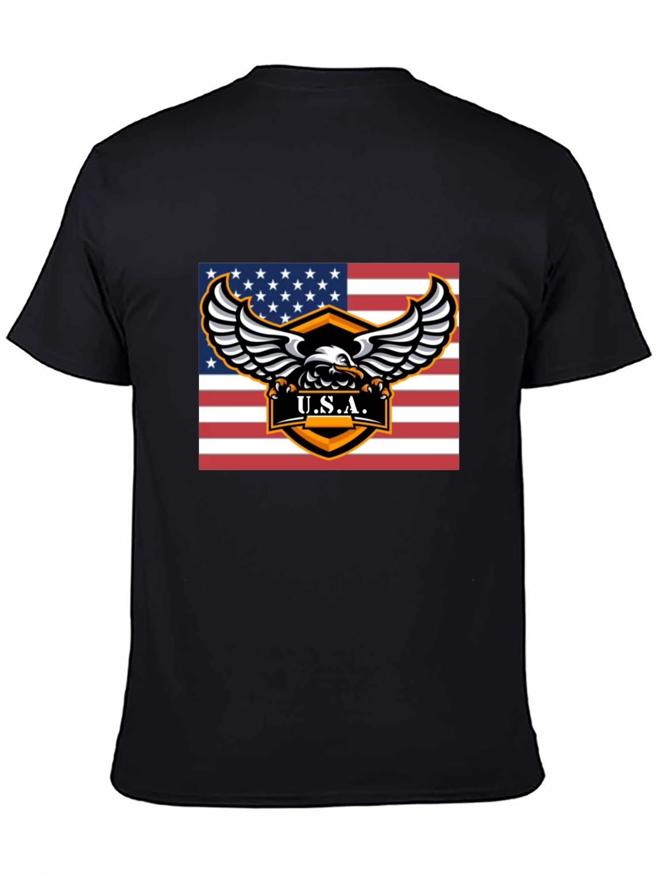 USA Eagle Graphic Print Black T-Shirt