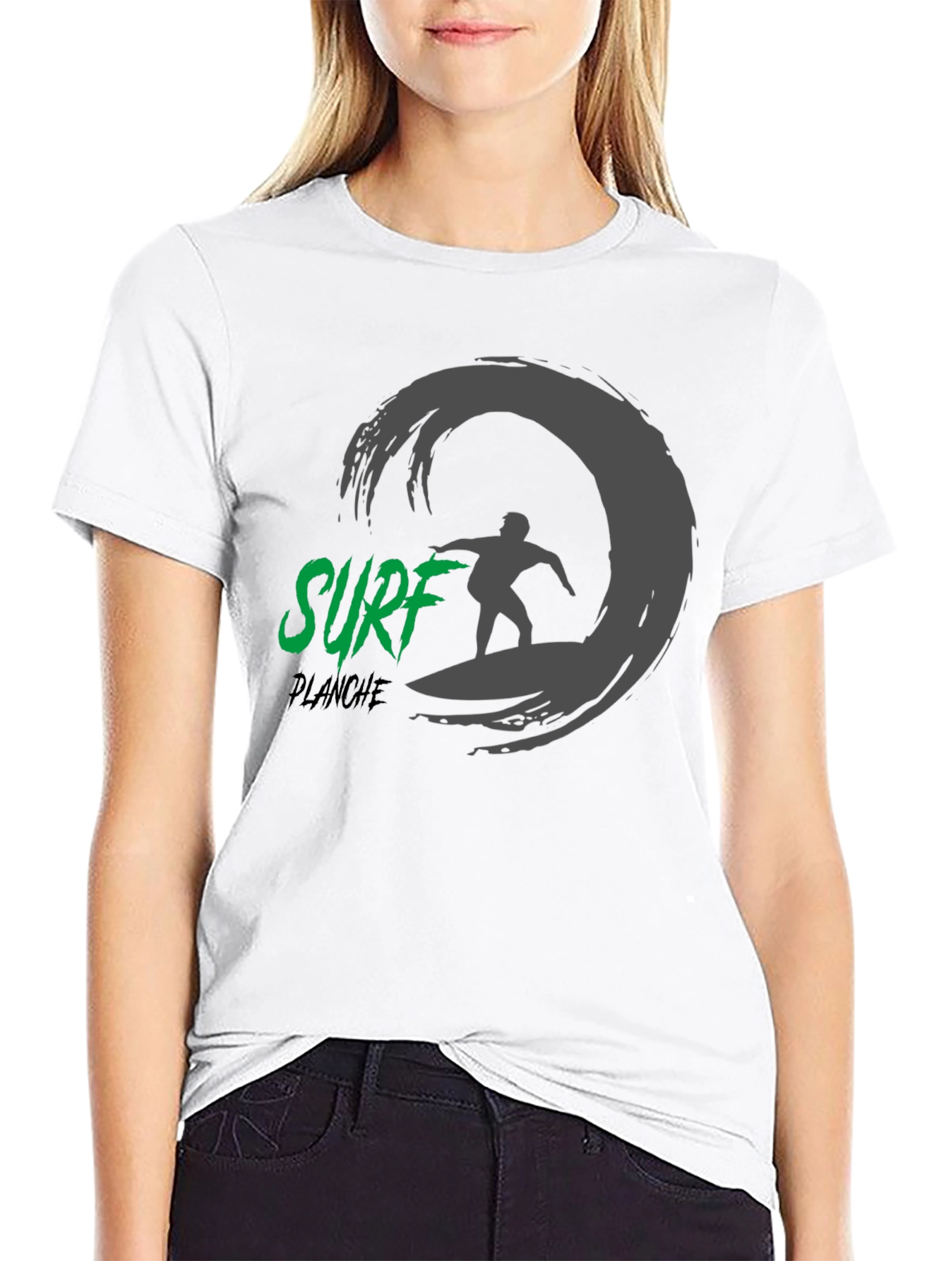 Surf Planche Black T-Shirt: Wave Rider Graphic Tee