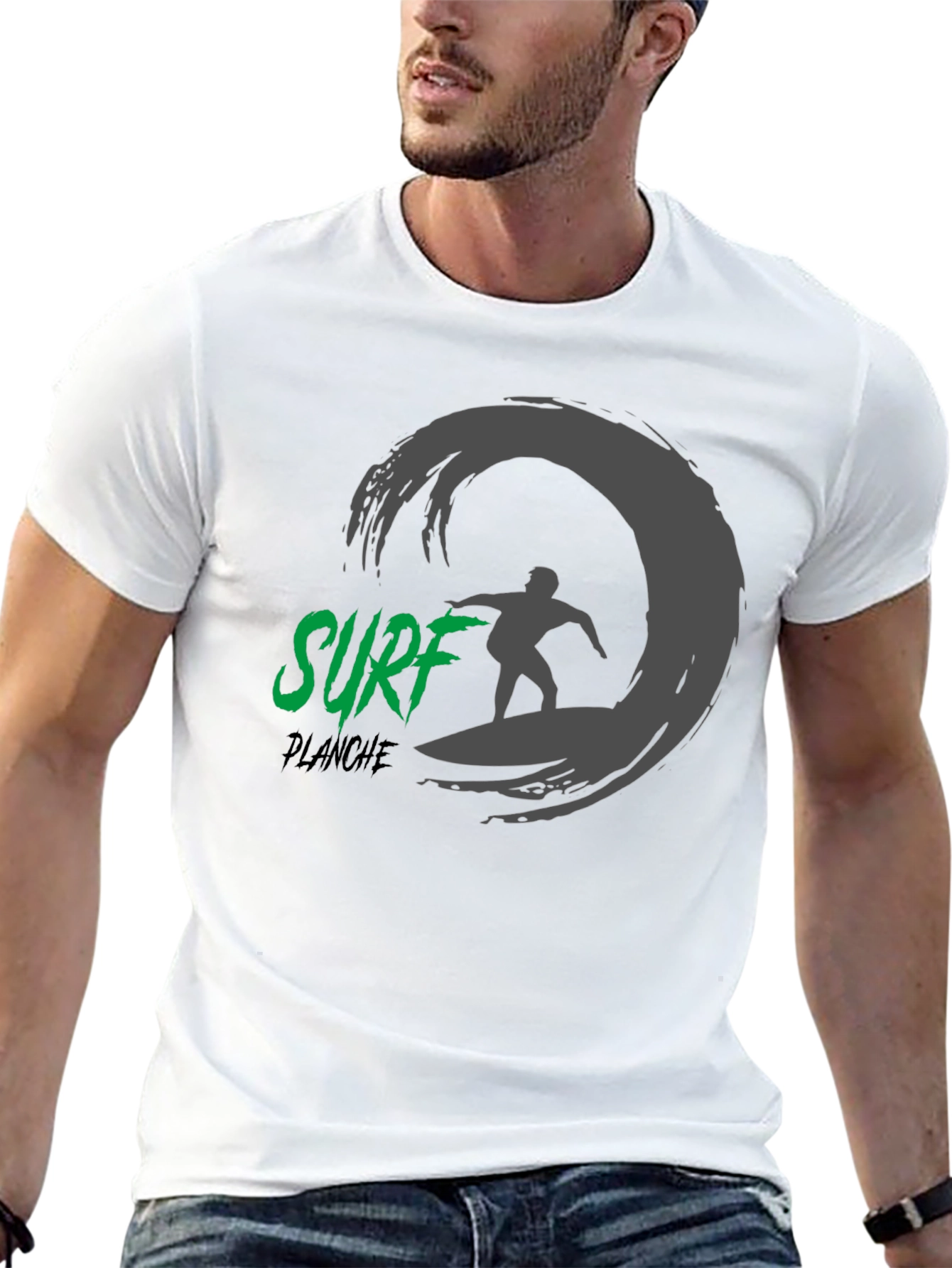 Surf Planche Black T-Shirt: Wave Rider Graphic Tee
