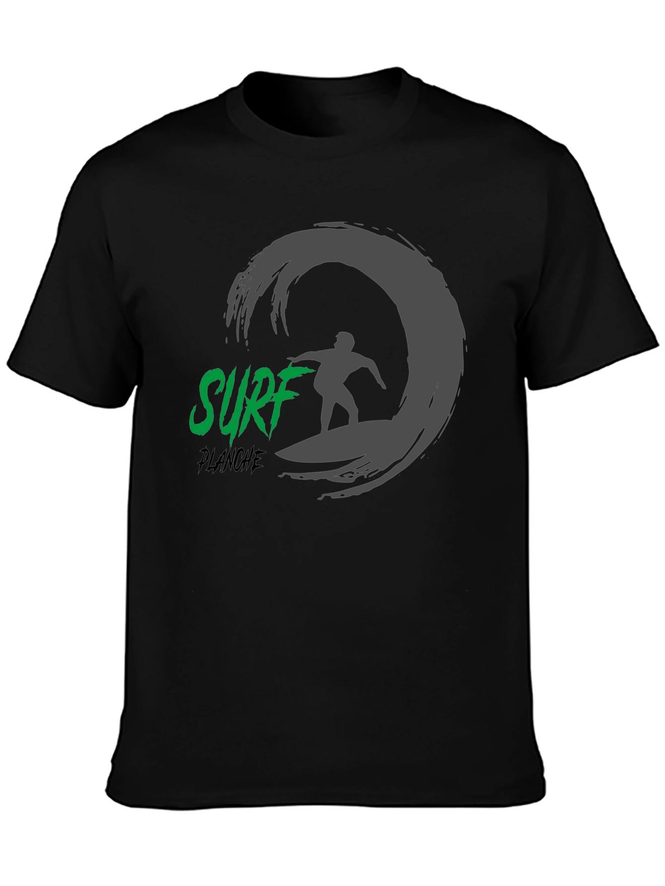 Surf Planche Black T-Shirt: Wave Rider Graphic Tee