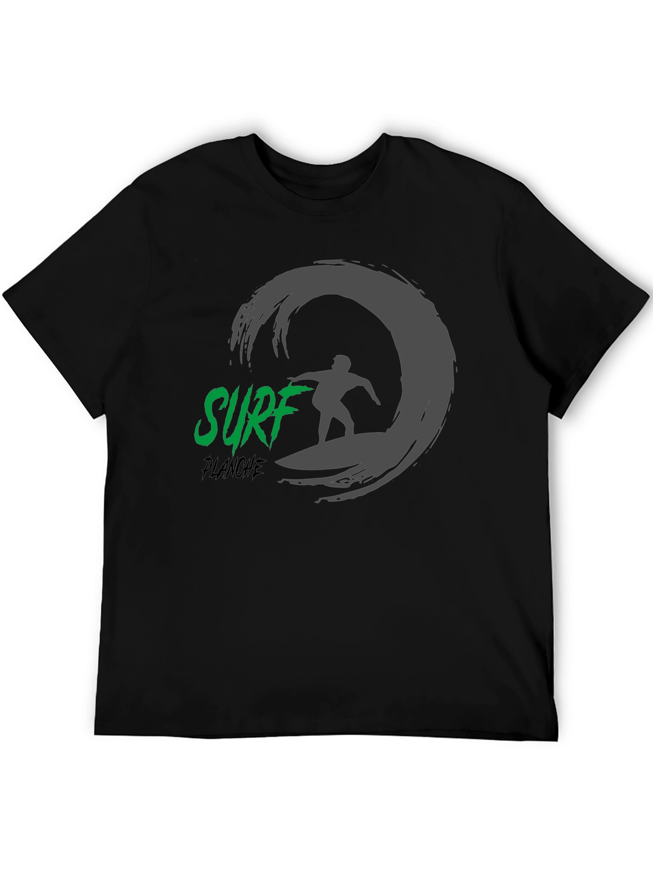 Surf Planche Black T-Shirt: Wave Rider Graphic Tee