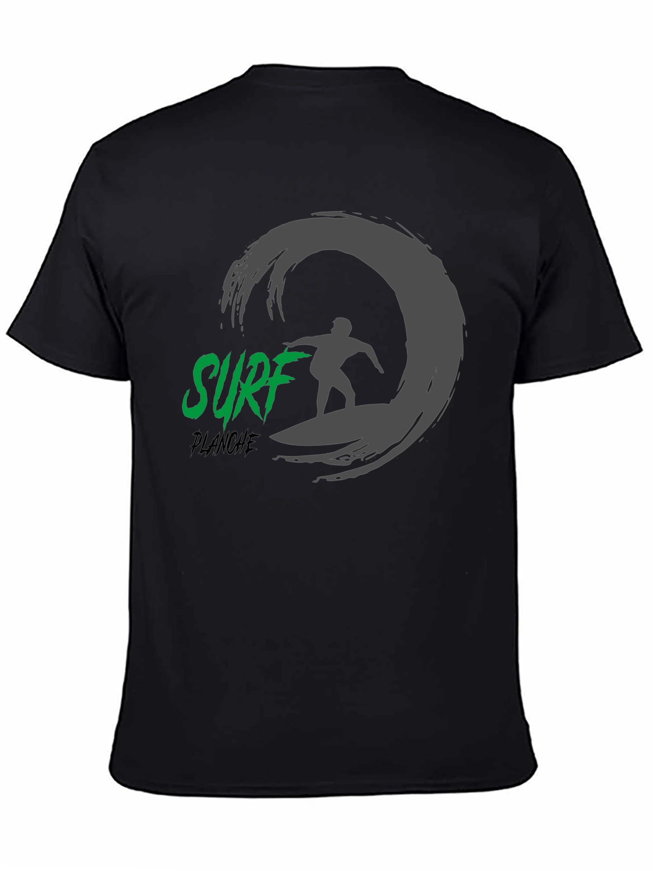 Surf Planche Black T-Shirt: Wave Rider Graphic Tee