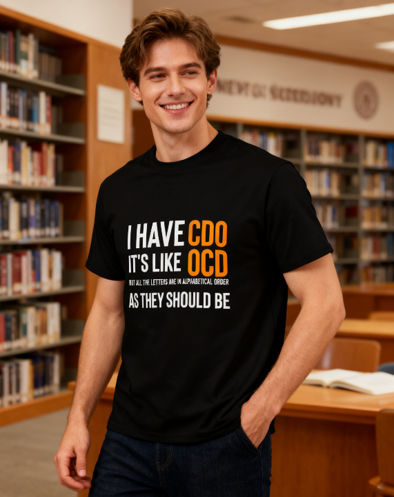 CDO vs OCD Humor T-Shirt - 100% Cotton, Funny Casual Tee for Daily & Social Occasions