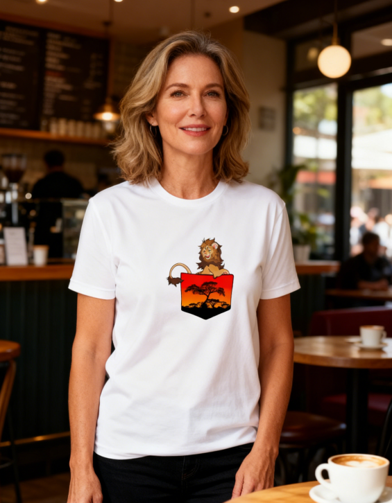 "Nocturnal Savanna" Lion Pocket Graphic Tee