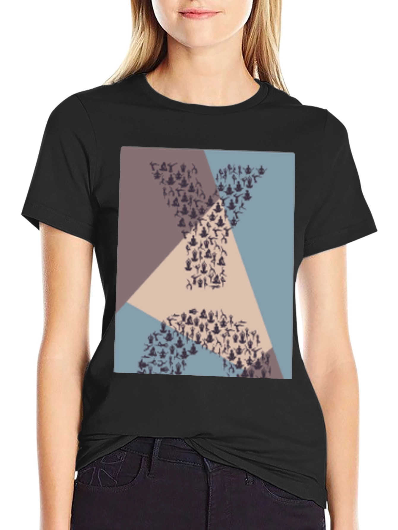 Yoga Pose Pattern Graphic Tee - Unisex Black T-Shirt