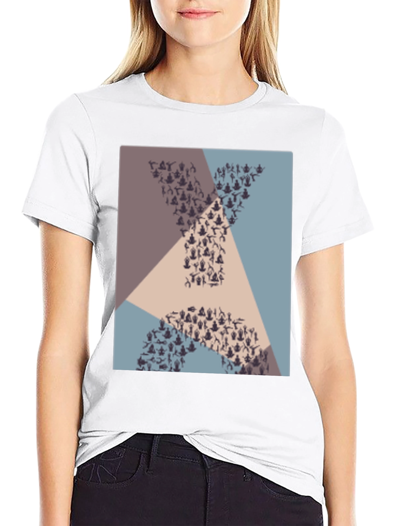 Yoga Pose Pattern Graphic Tee - Unisex Black T-Shirt