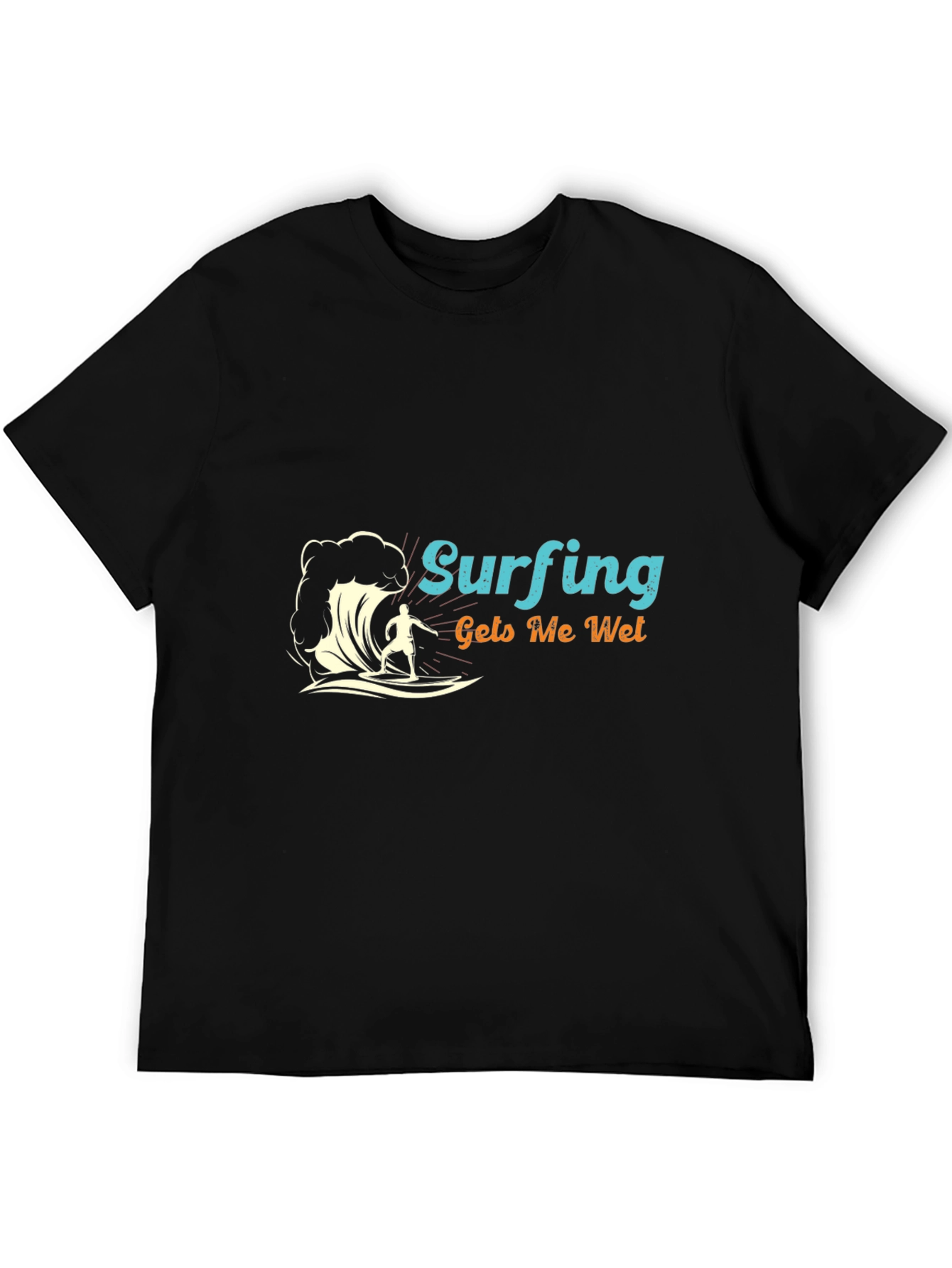 Surfing Gets Me Wet Black Tee Shirt