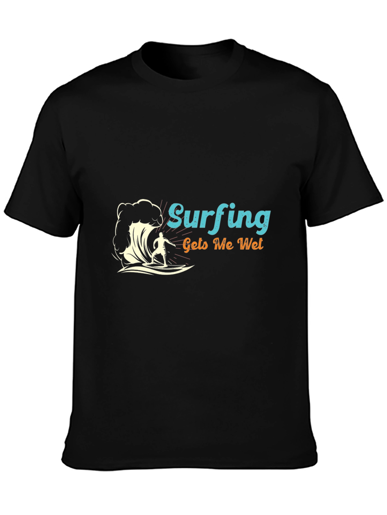 Surfing Gets Me Wet Black Tee Shirt