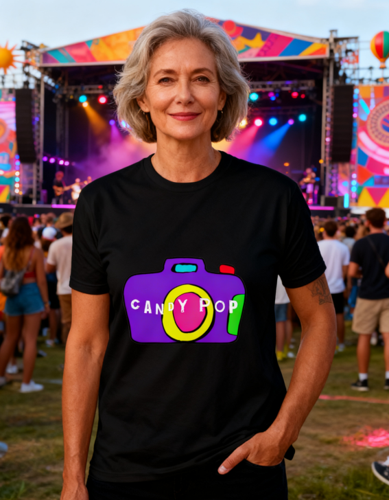 Vibrant Candy Pop Camera Tee