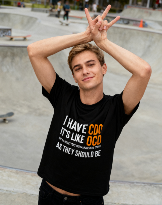 CDO vs OCD Humor T-Shirt - 100% Cotton, Funny Casual Tee for Daily & Social Occasions