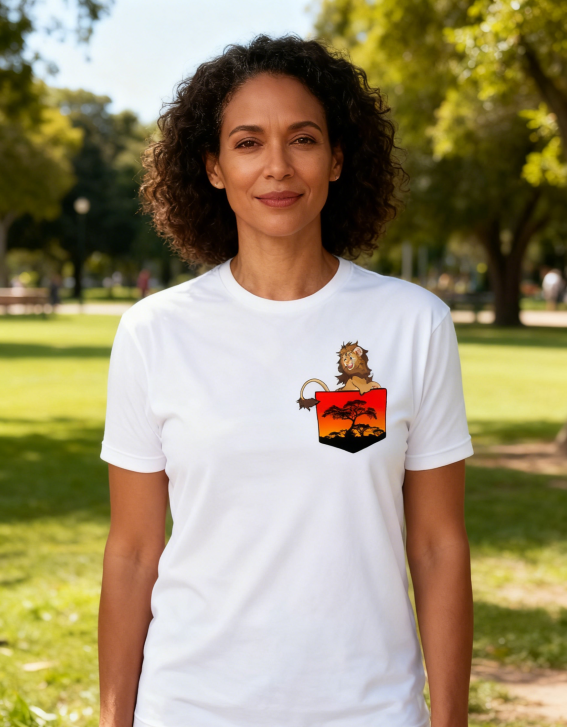 "Nocturnal Savanna" Lion Pocket Graphic Tee