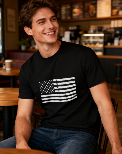 Vintage American Flag 100% Cotton T-Shirt - Unisex Patriotic Tee for All Occasions