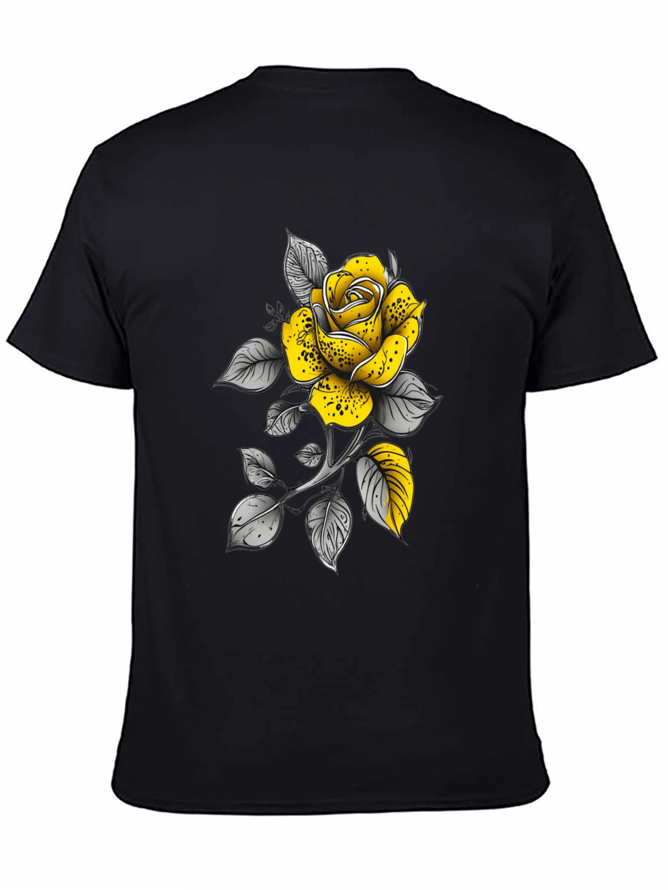 Yellow Rose Graphic Tee - Stylish Black T-Shirt
