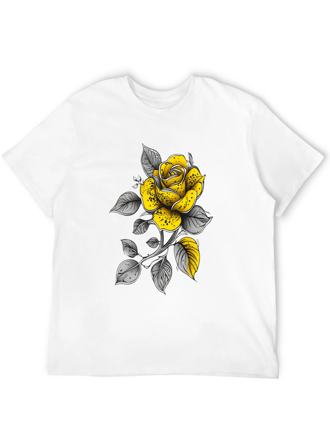 Yellow Rose Graphic Tee - Stylish Black T-Shirt