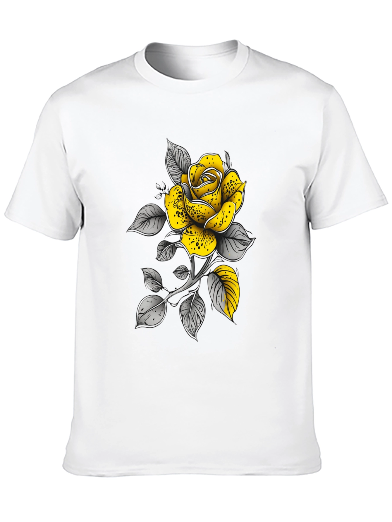 Yellow Rose Graphic Tee - Stylish Black T-Shirt
