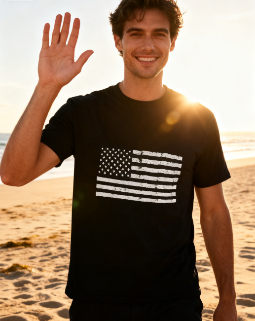 Vintage American Flag 100% Cotton T-Shirt - Unisex Patriotic Tee for All Occasions