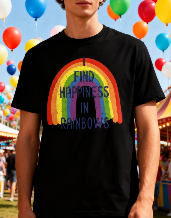 Vintage Rainbow Arch T-Shirt with Glitter Edge Design