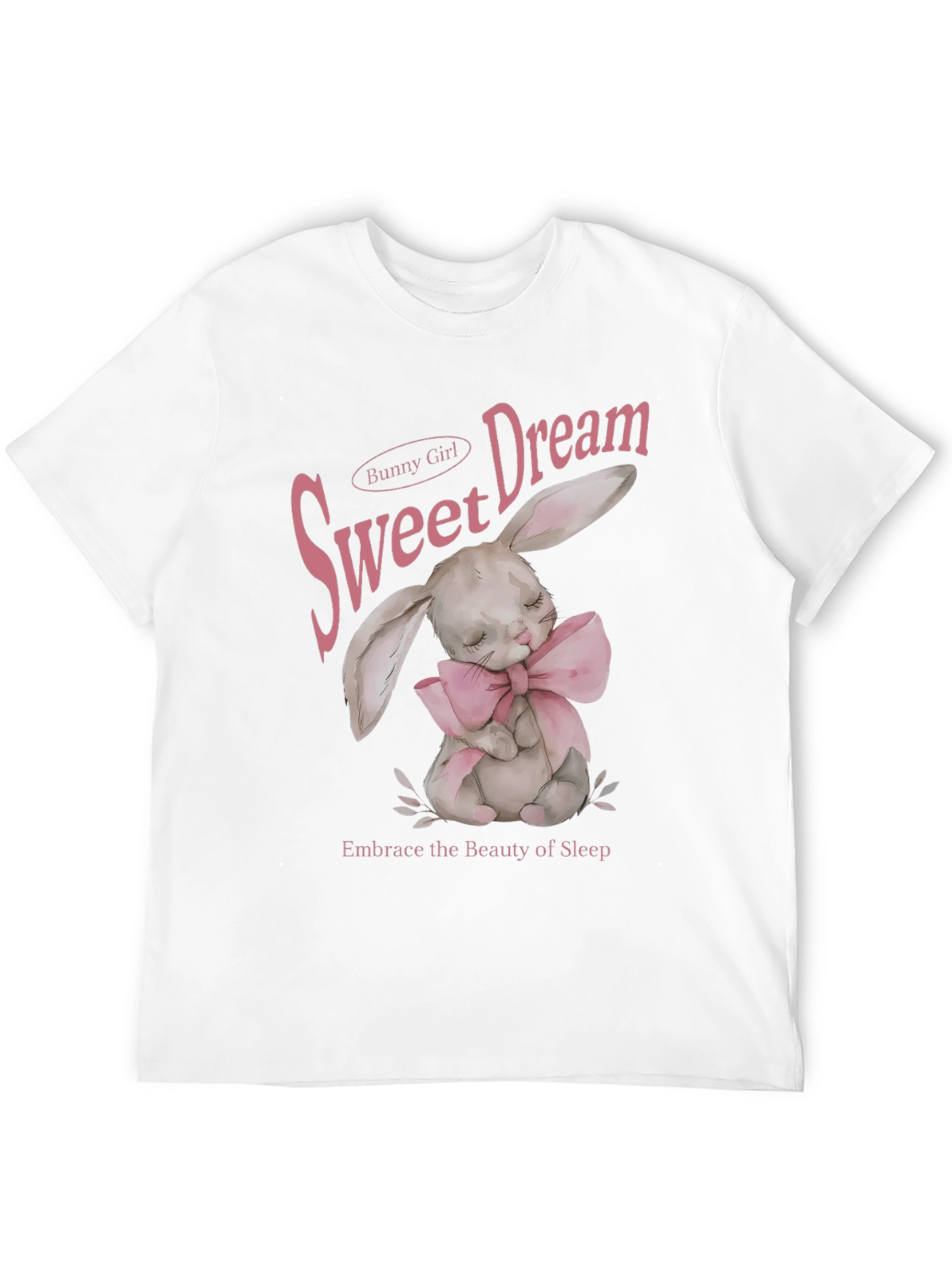 Sweet Dream Bunny Girl Black Graphic T-Shirt