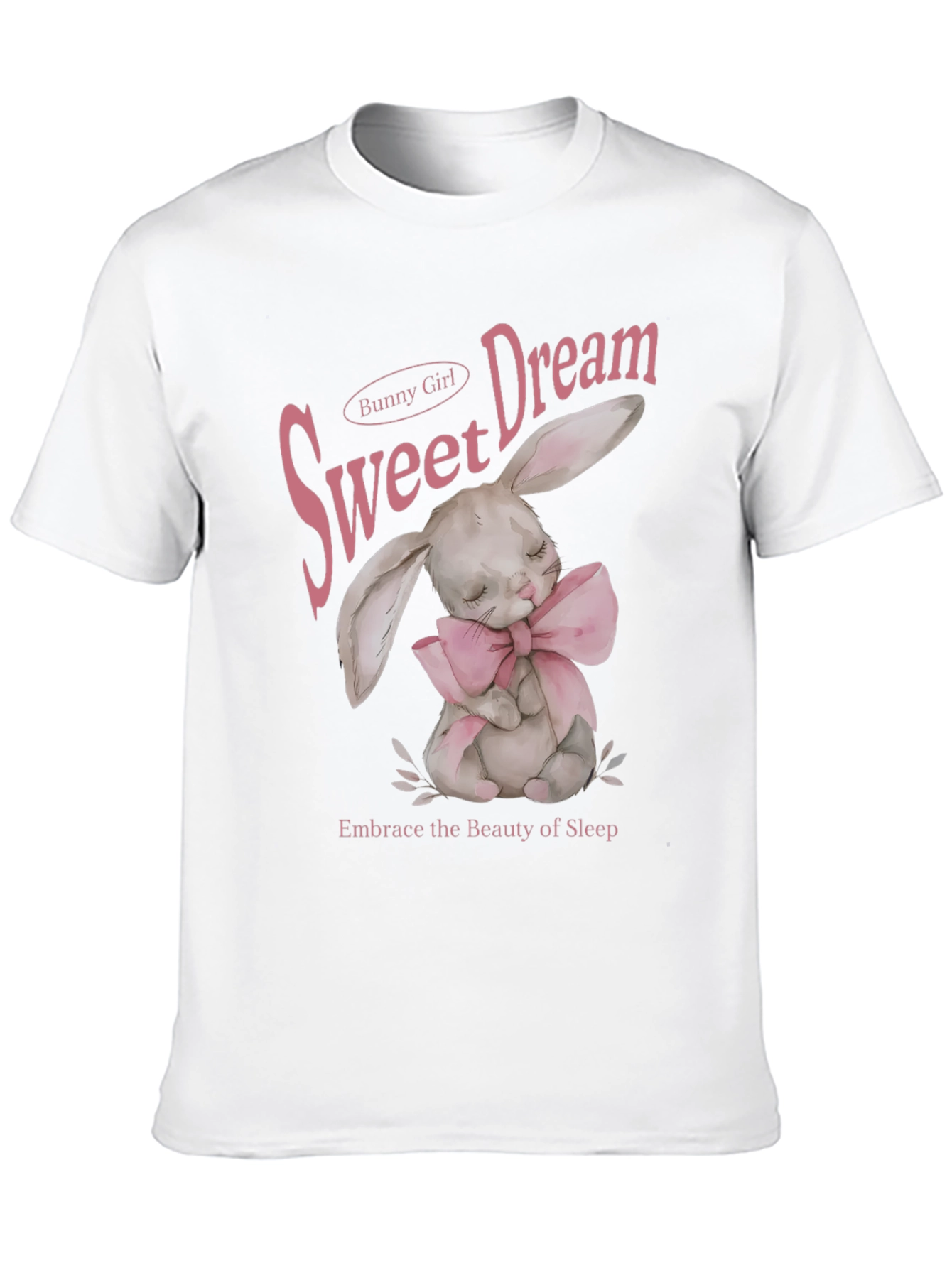 Sweet Dream Bunny Girl Black Graphic T-Shirt