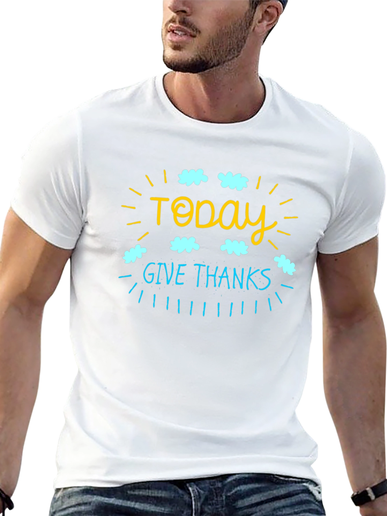 Today Give Thanks Graphic T-Shirt - Black