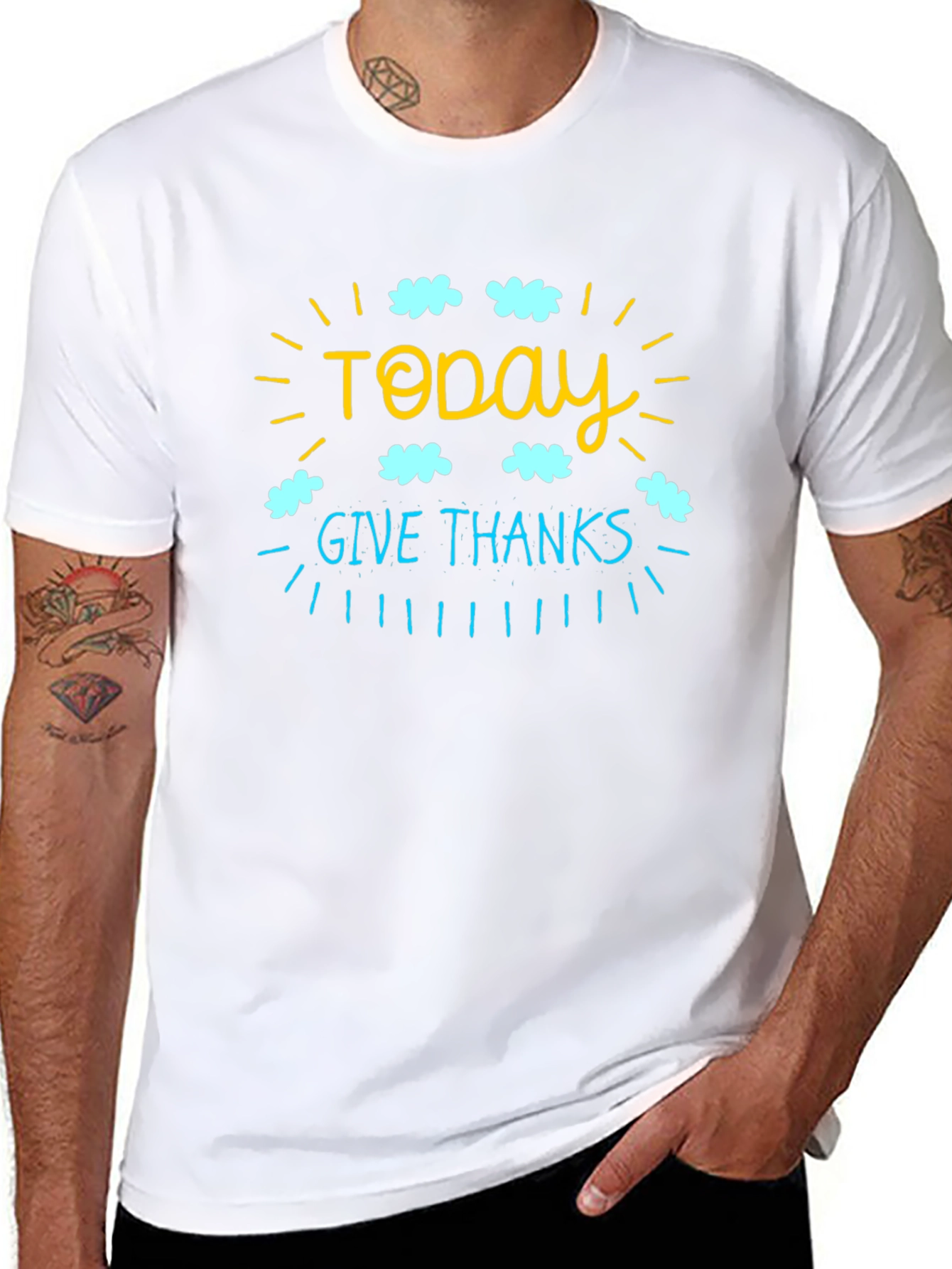 Today Give Thanks Graphic T-Shirt - Black