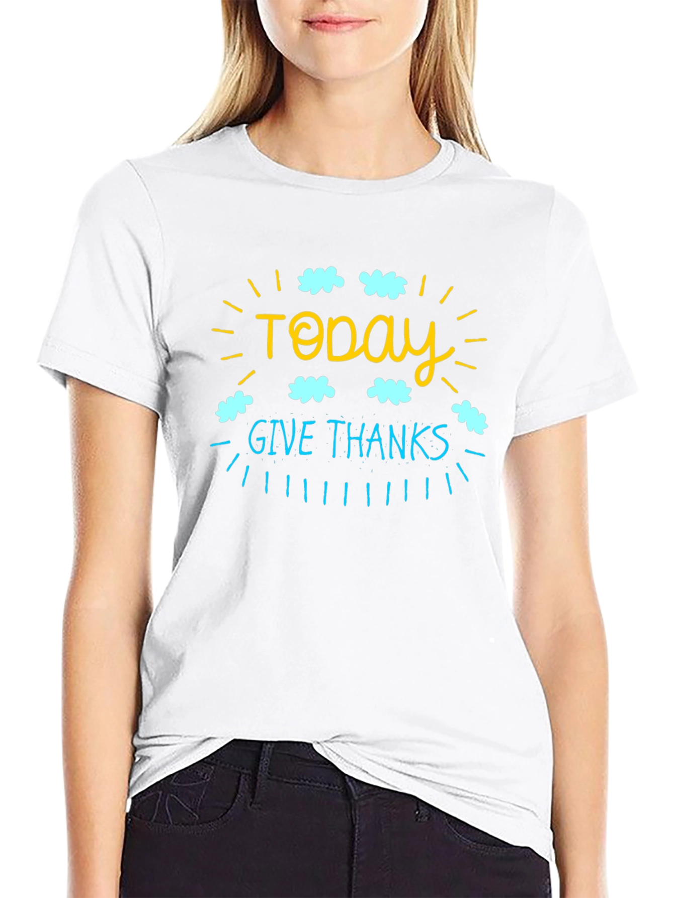 Today Give Thanks Graphic T-Shirt - Black