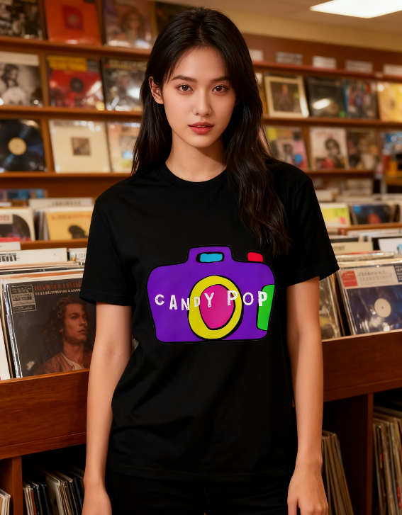 Vibrant Candy Pop Camera Tee