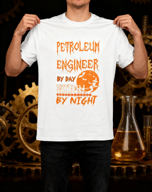 Petroleum Engineer Witch Halloween T-Shirt - 100% Cotton, Spooky Exclusive for Halloween Parties & Casual Occasions