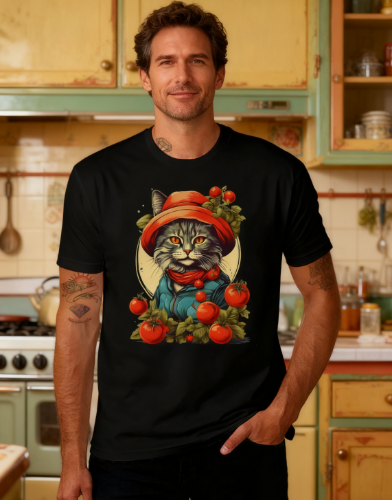Garden Cat with Tomatoes Graphic Tee