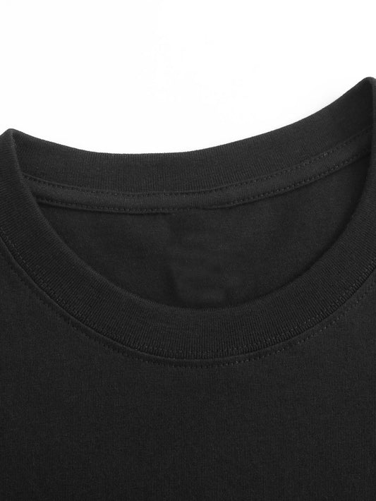 Women'S Short Sleeved T-Shirt, Loose Short T-Shirt, Summer Korean Version, Middle-Aged, Stylish, Age Reducing, Half Sleeved, Women'S Versatile, Black, Plus, Plus Round Neck Top, Printed, Casual And Fashionable