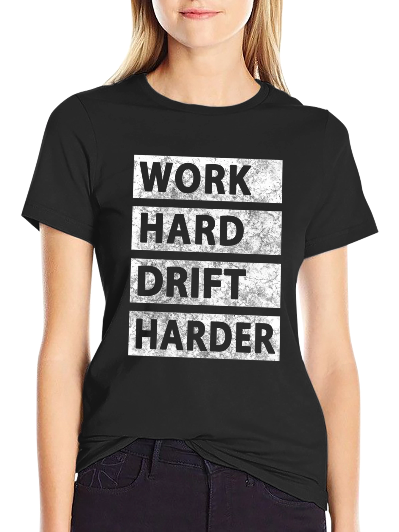 Work Hard Drift Harder Black Graphic Tee
