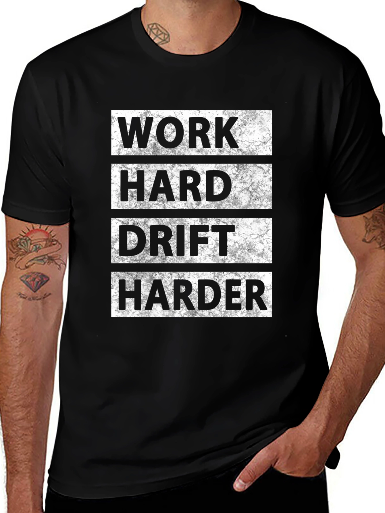 Work Hard Drift Harder Black Graphic Tee