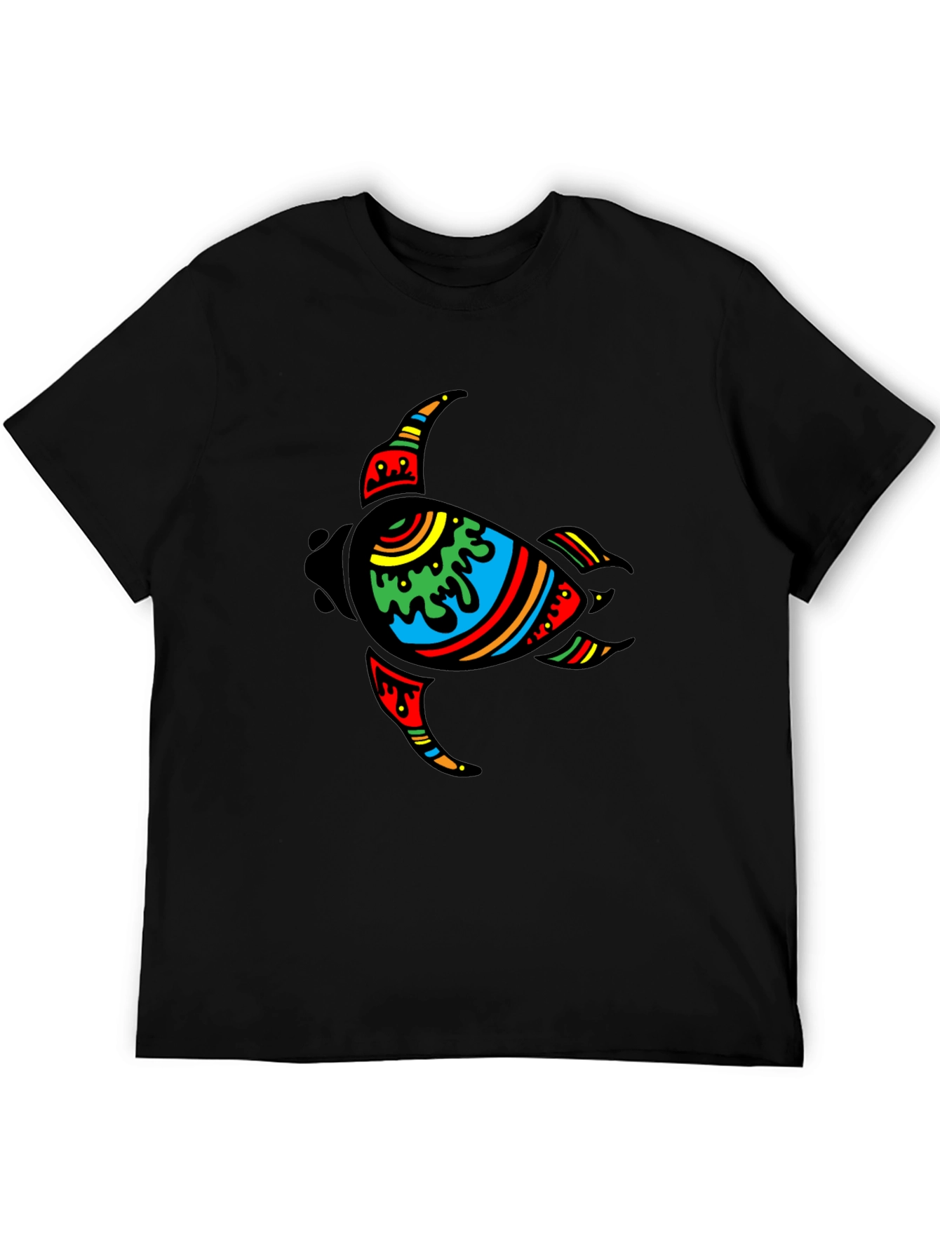 Turtle Graphic Tee - Black Cotton Casual Wear