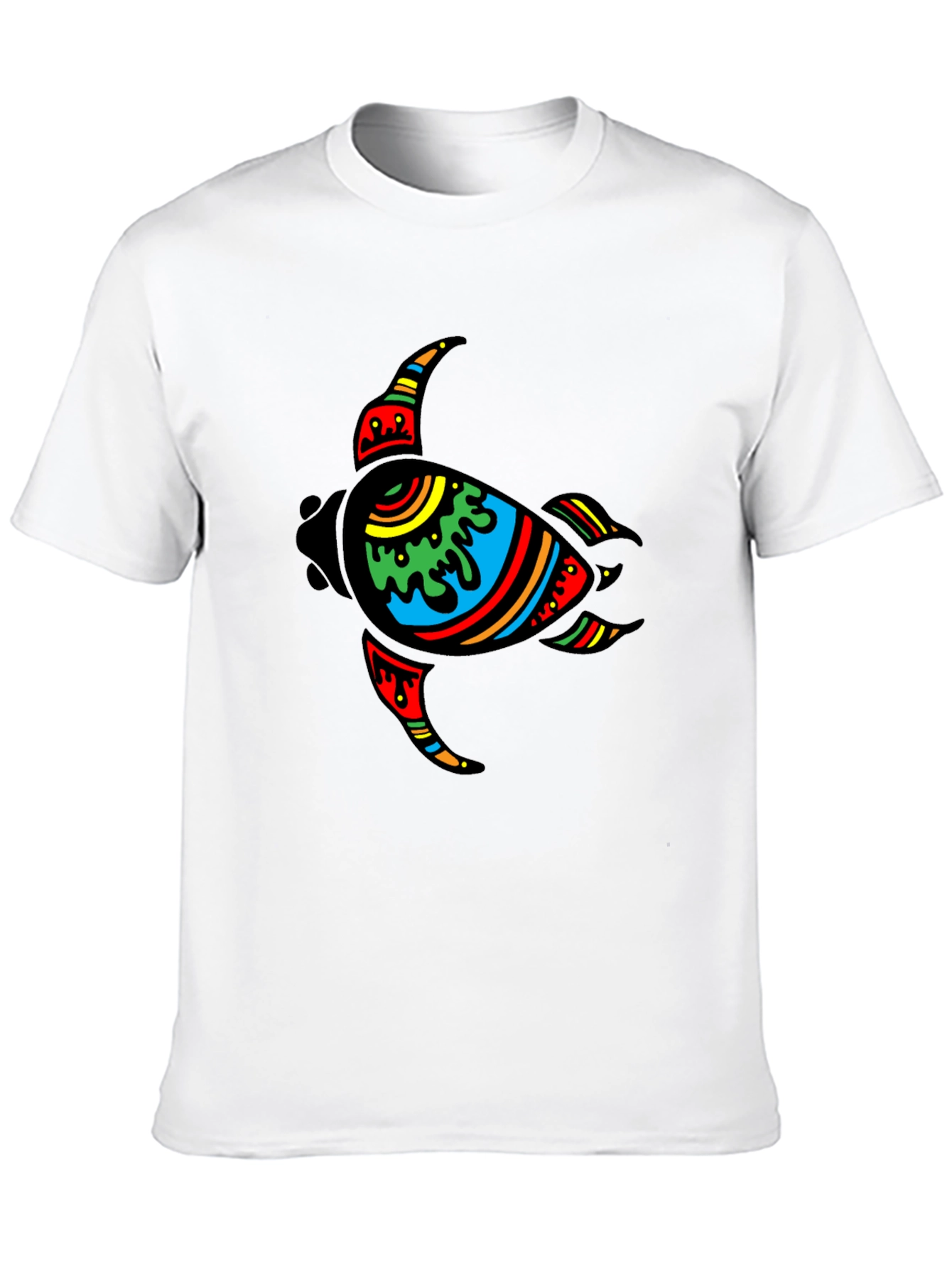 Turtle Graphic Tee - Black Cotton Casual Wear