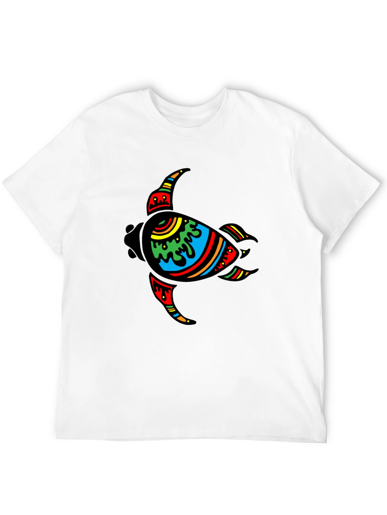 Turtle Graphic Tee - Black Cotton Casual Wear