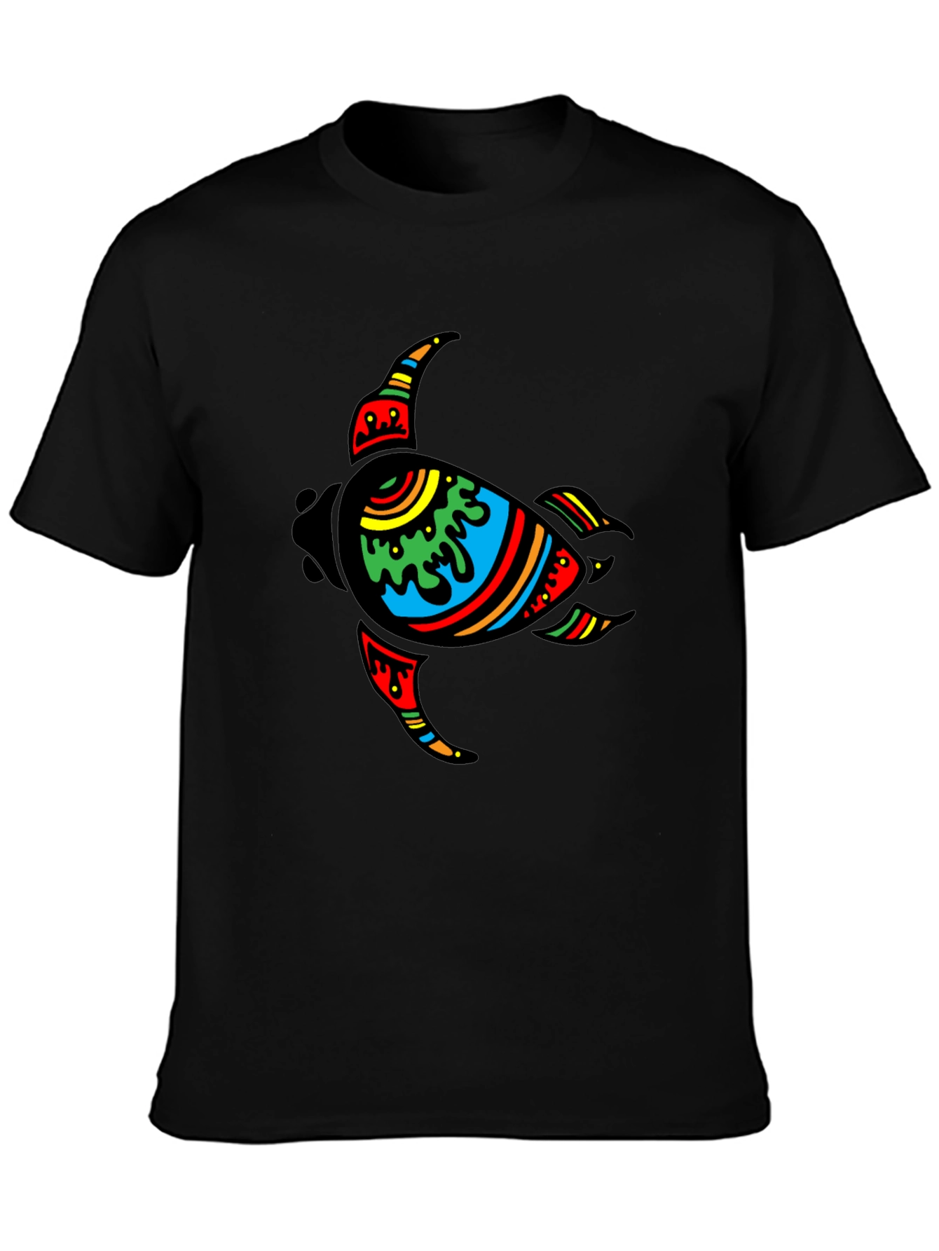 Turtle Graphic Tee - Black Cotton Casual Wear