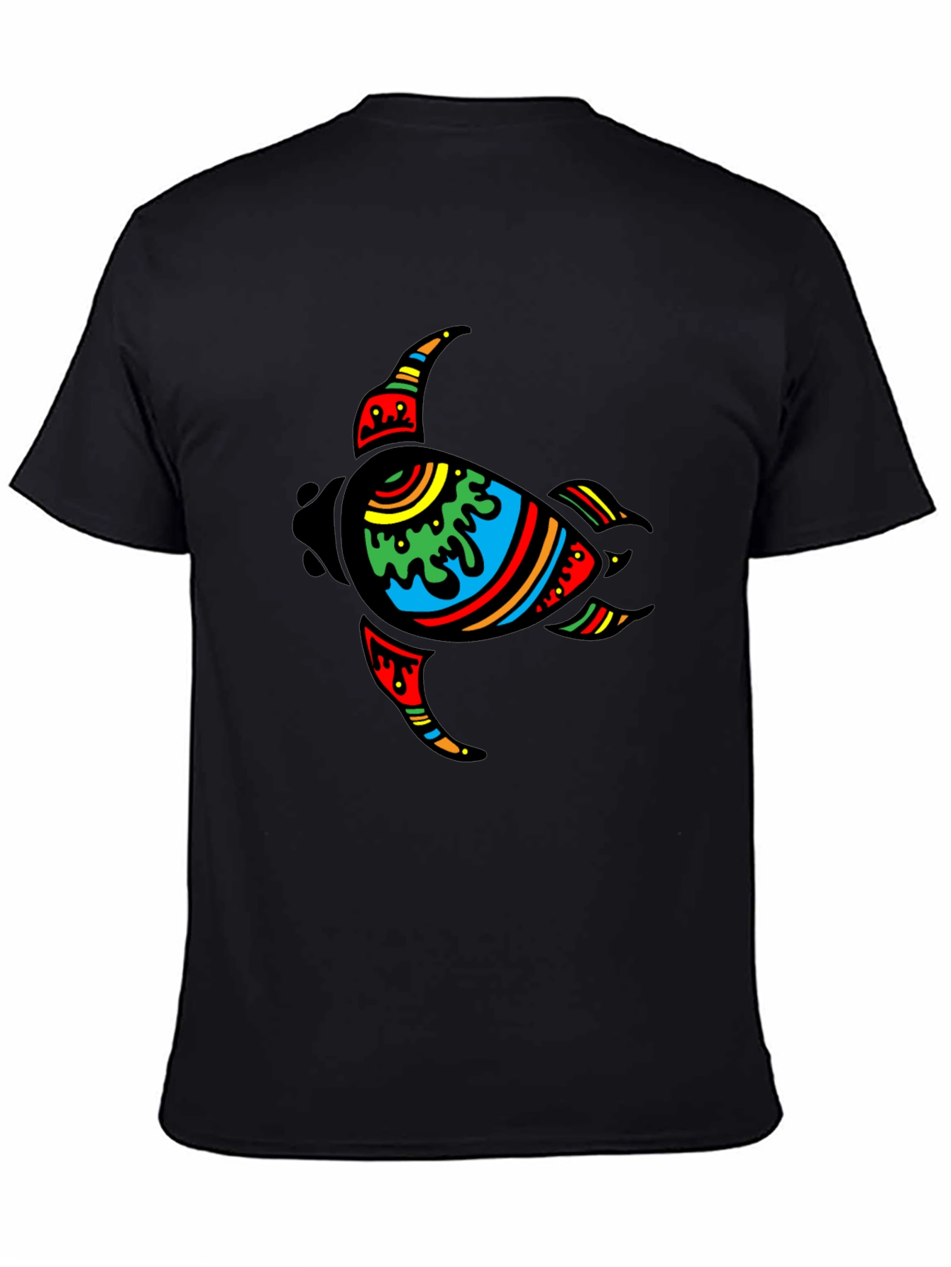 Turtle Graphic Tee - Black Cotton Casual Wear