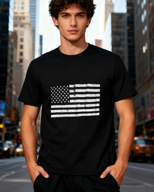 Vintage American Flag 100% Cotton T-Shirt - Unisex Patriotic Tee for All Occasions