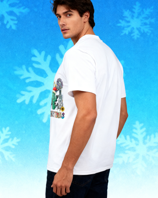 Country Christmas Western Graphic T-Shirt - 100% Cotton, Festive Exclusive for Holiday Gatherings & Casual Occasions